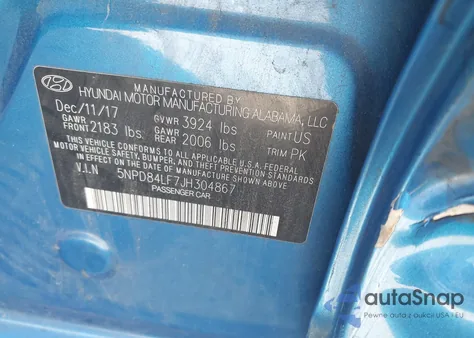 2018 Hyundai Elantra Sel из США, поврежденный, VIN 5NPD84LF7JH304867